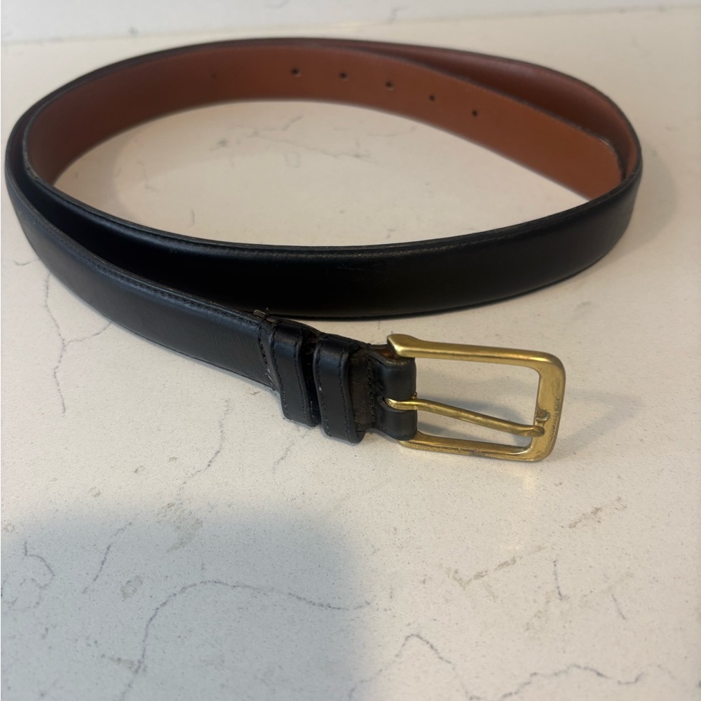 Classic Black vintage Coach Leather Men's Belt with souls brass Buckle